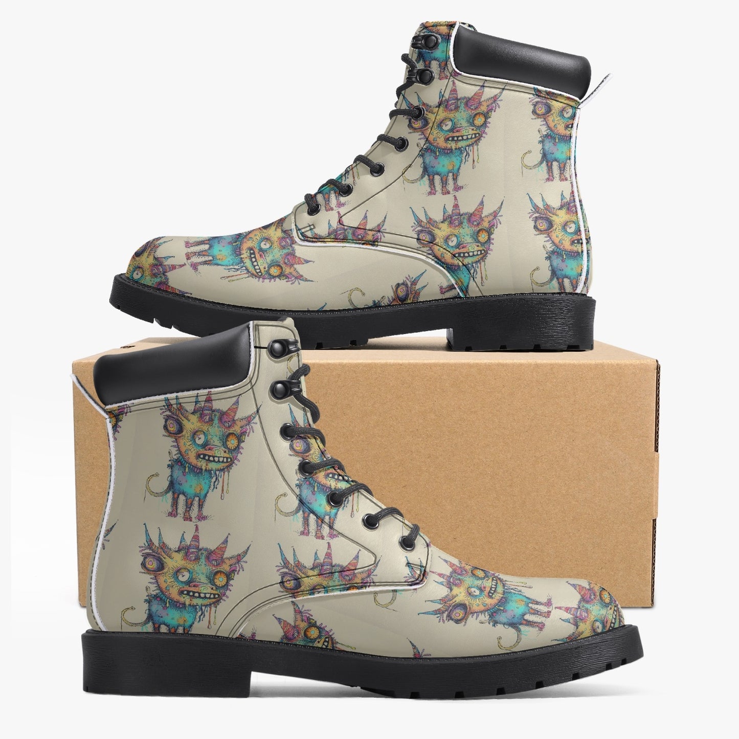 Graffiti Doodle Leather Boots