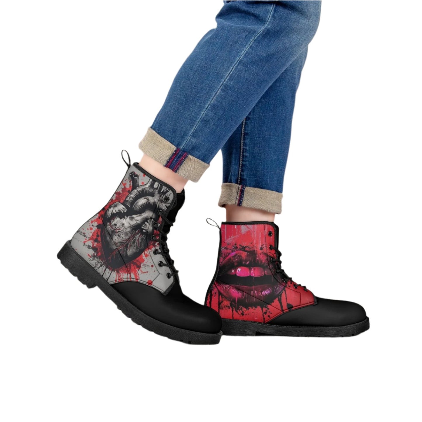 Bleeding Heart Graffiti Leather Boots