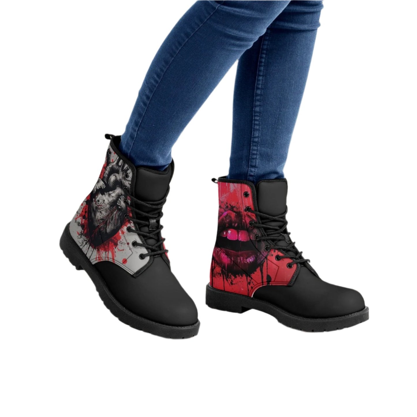 Bleeding Heart Graffiti Leather Boots