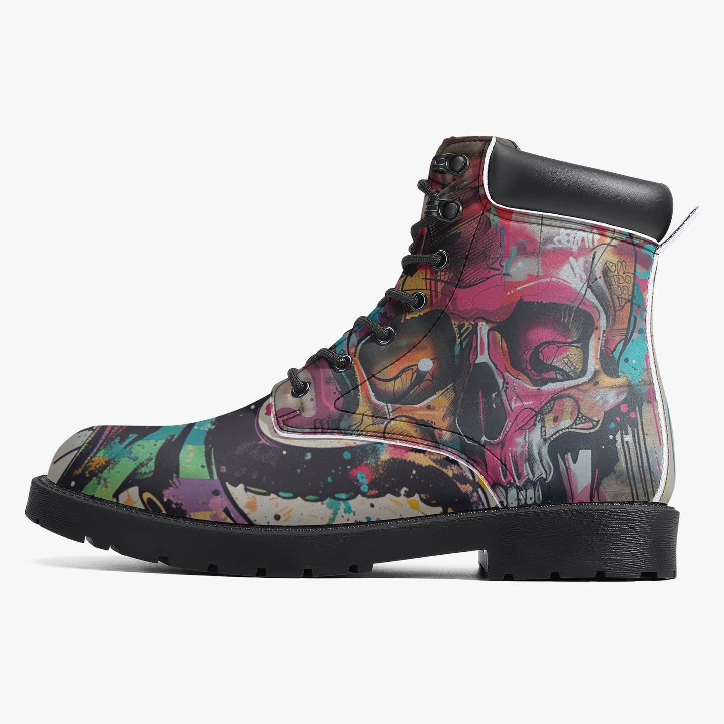 Edgy Octopus & Skull Leather Boots