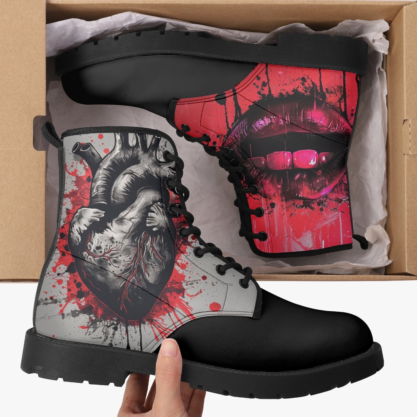 Bleeding Heart Graffiti Leather Boots