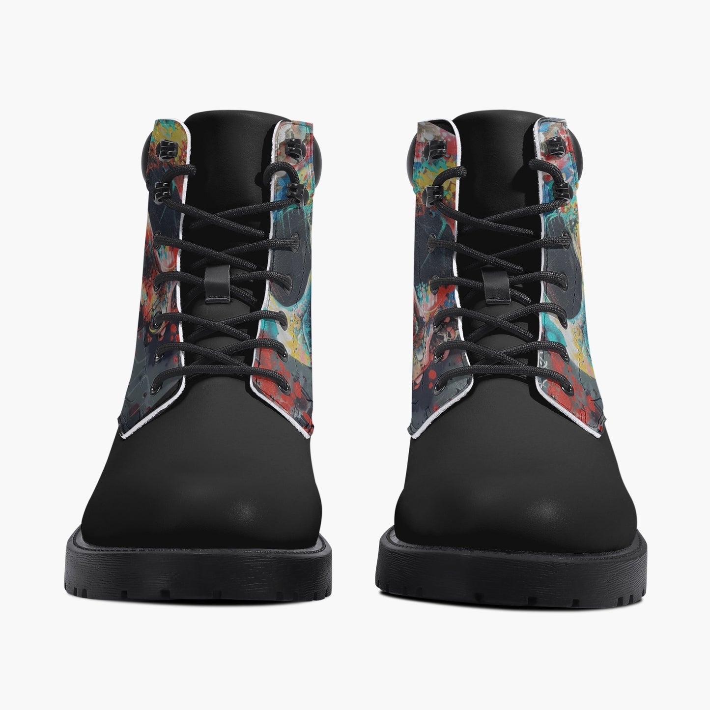 Graffiti Skull Leather Boots