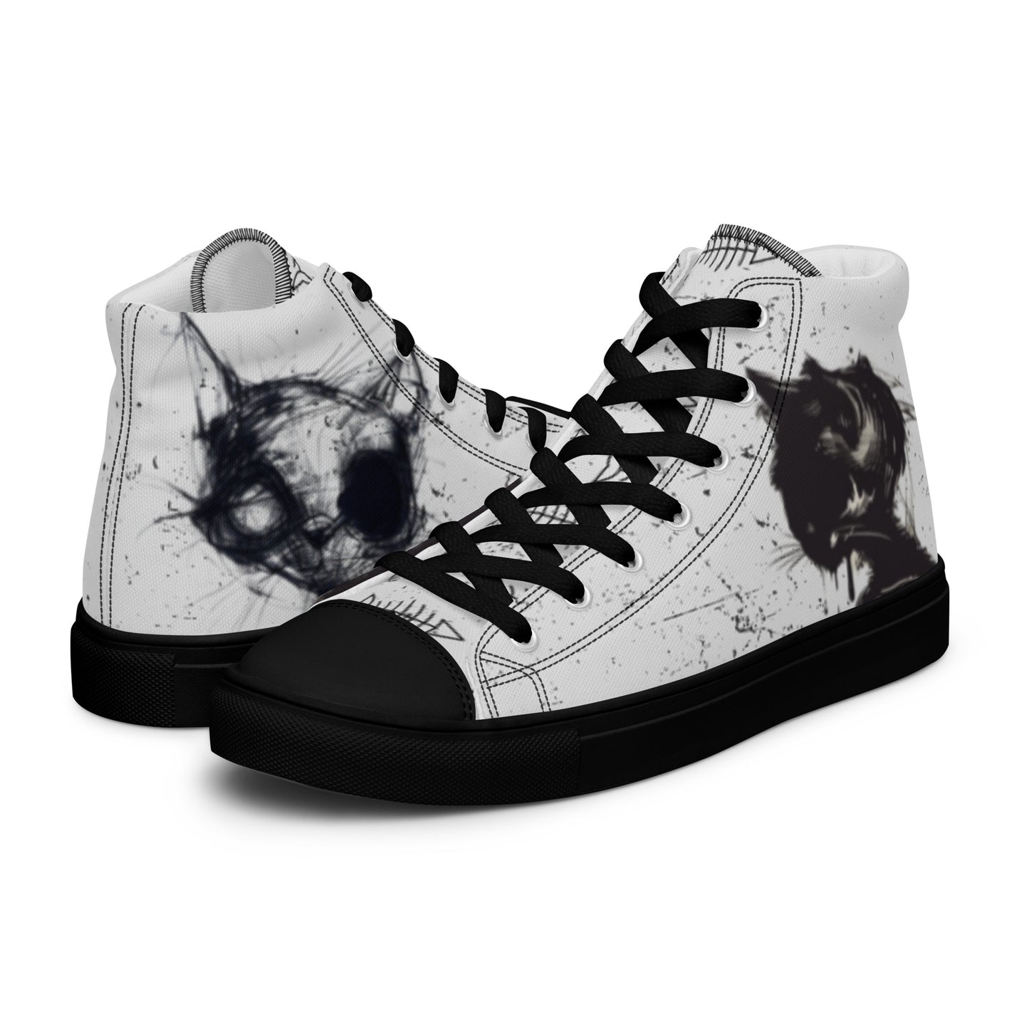 Hello Bad Kitty Men’s High Top Canvas Chuck Shoes