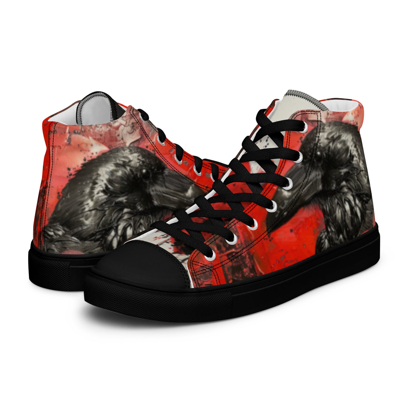 Graffiti Dark Raven Bleeding Heart Men’s Chuck High Top Canvas Shoes