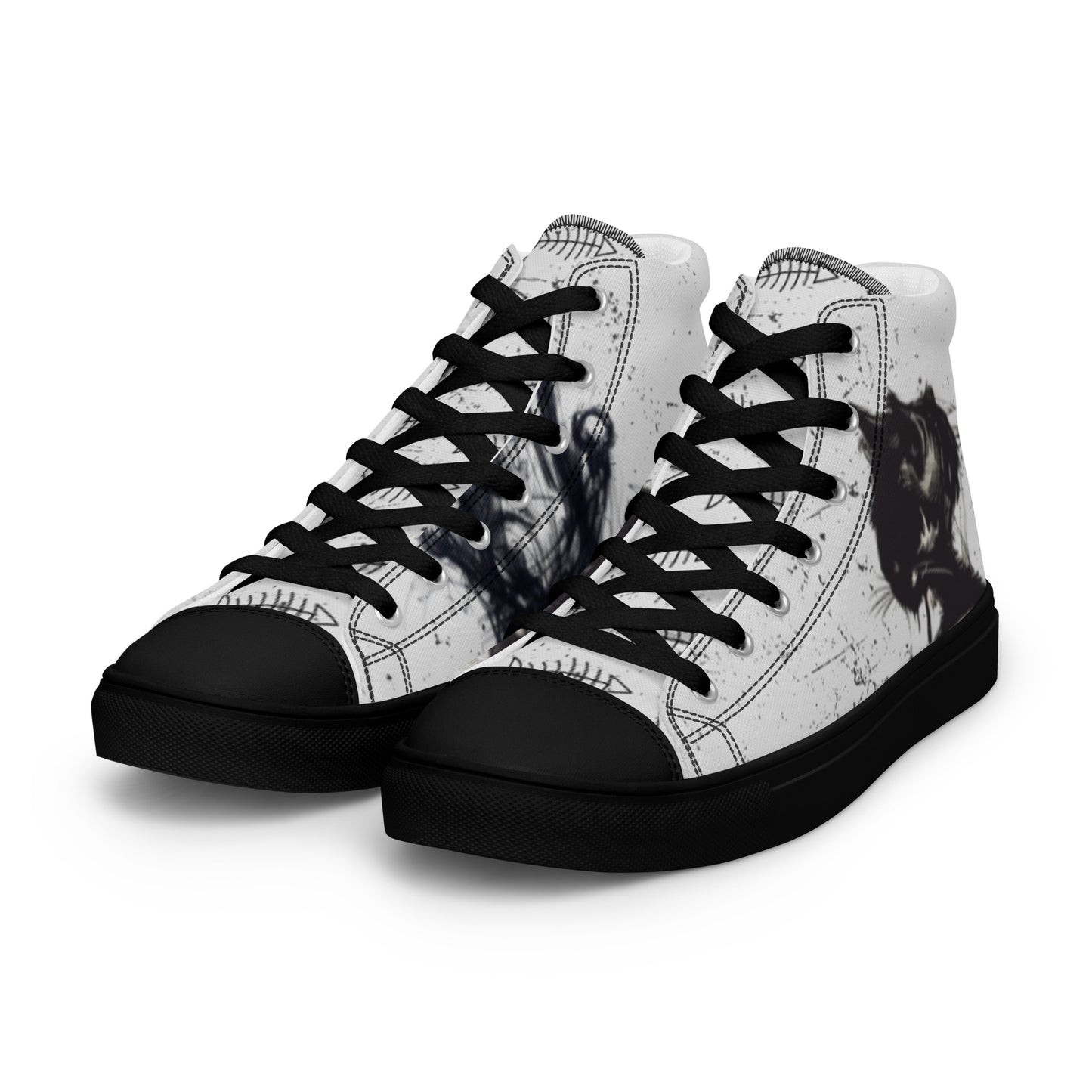 Hello Bad Kitty Men’s High Top Canvas Chuck Shoes