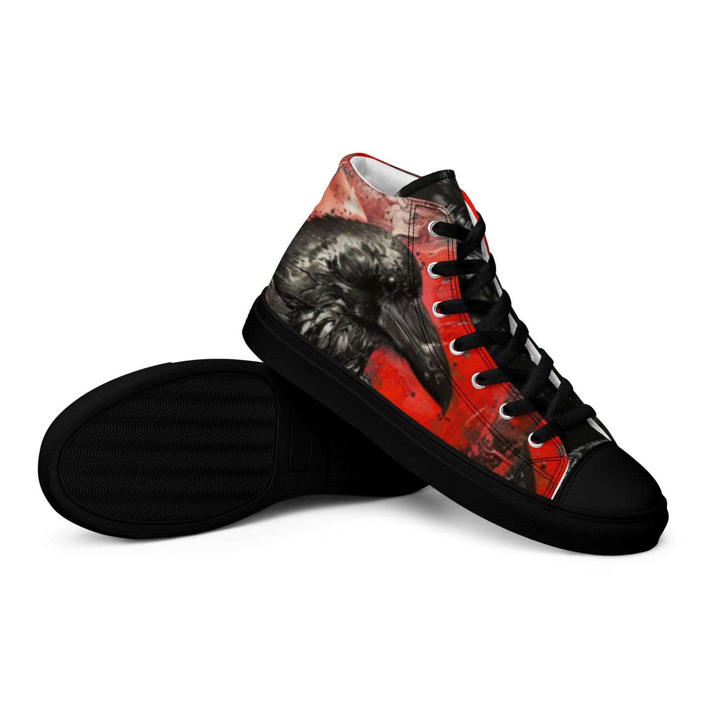 Graffiti Dark Raven Bleeding Heart Men’s Chuck High Top Canvas Shoes