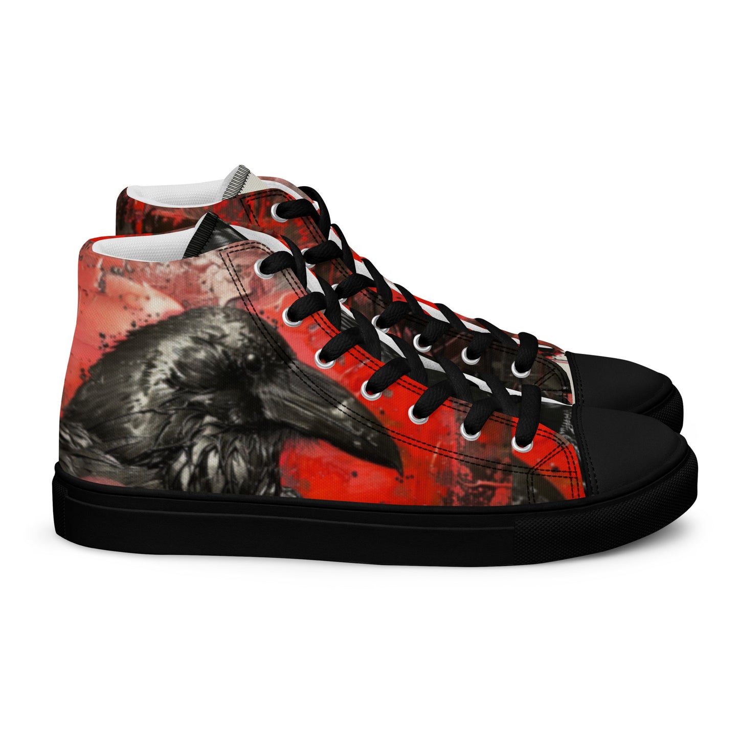 Graffiti Dark Raven Bleeding Heart Men’s Chuck High Top Canvas Shoes