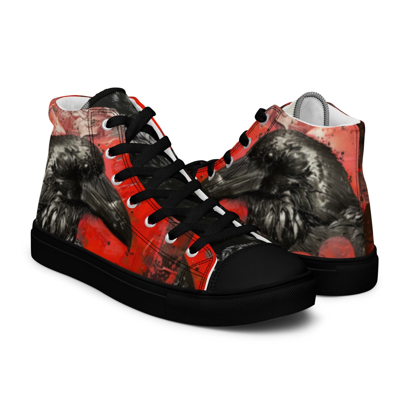 Graffiti Dark Raven Bleeding Heart Men’s Chuck High Top Canvas Shoes