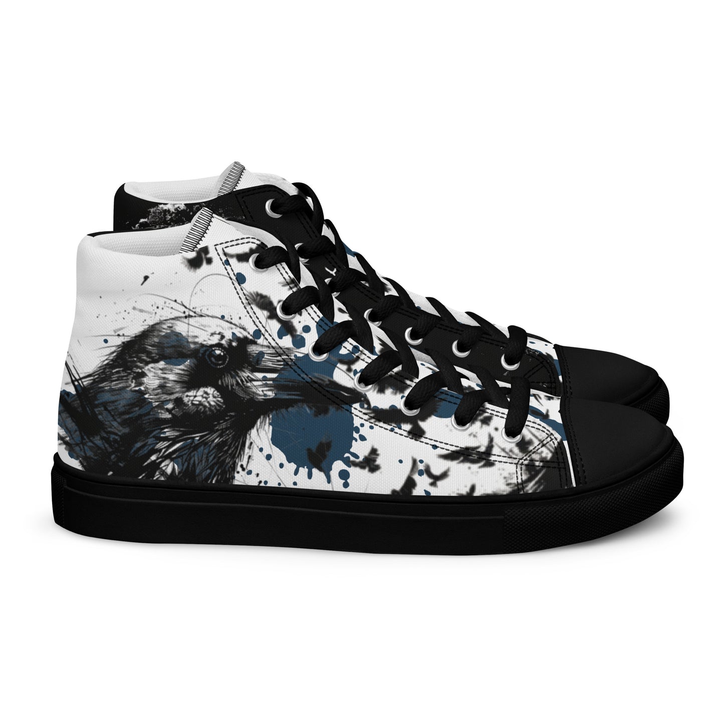 Blue Raven Sketch Men’s High Top Canvas Chucks Shoes