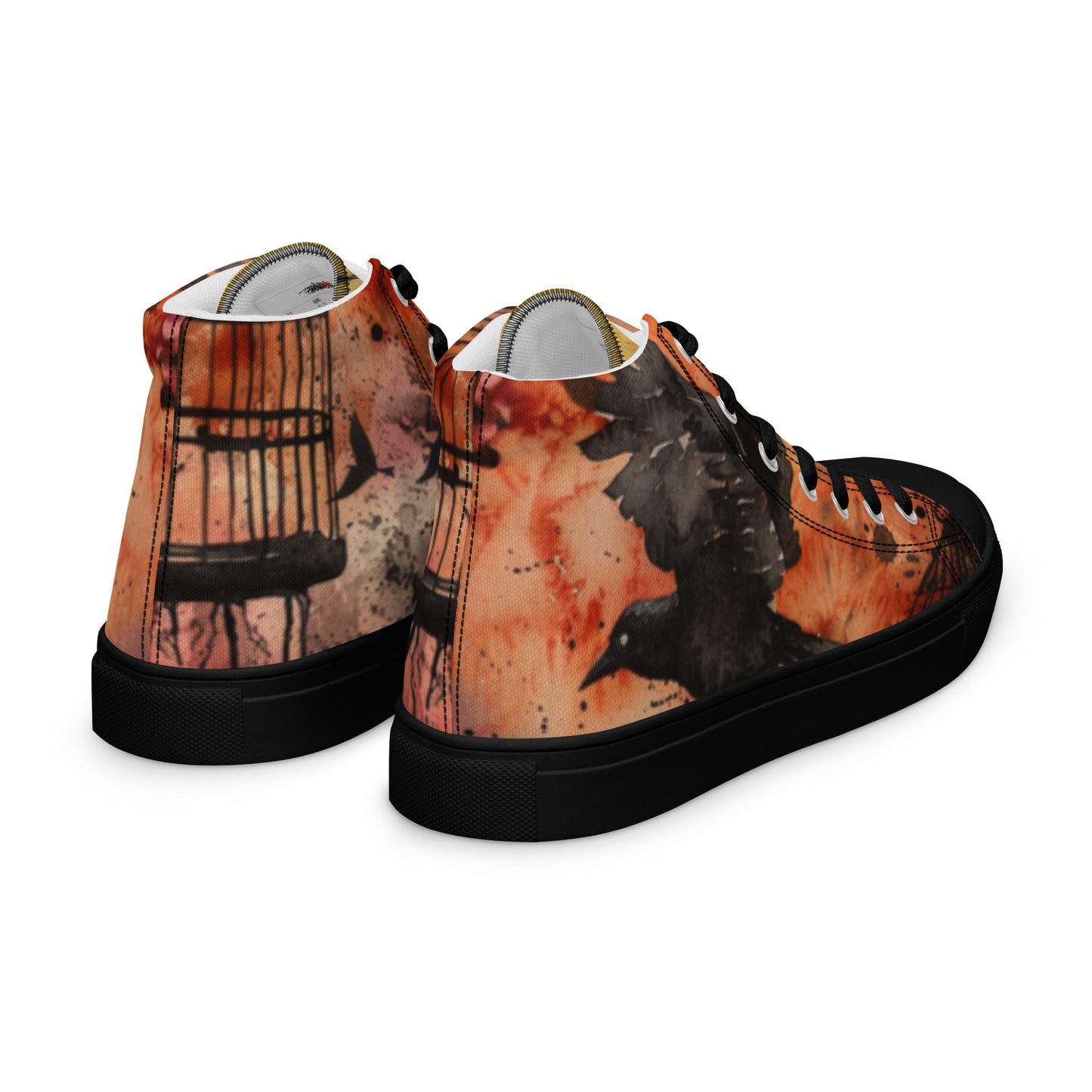 Caged Angry Bird Graffiti Men's High Top Canvas Chuck Shoes