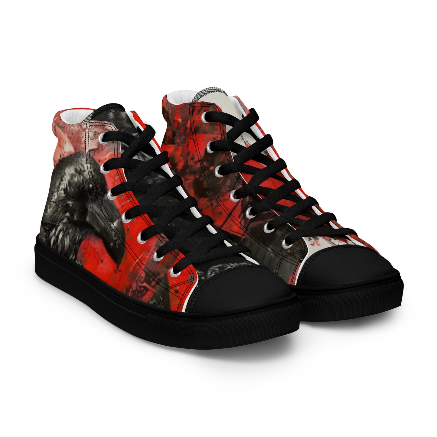 Graffiti Dark Raven Bleeding Heart Men’s Chuck High Top Canvas Shoes