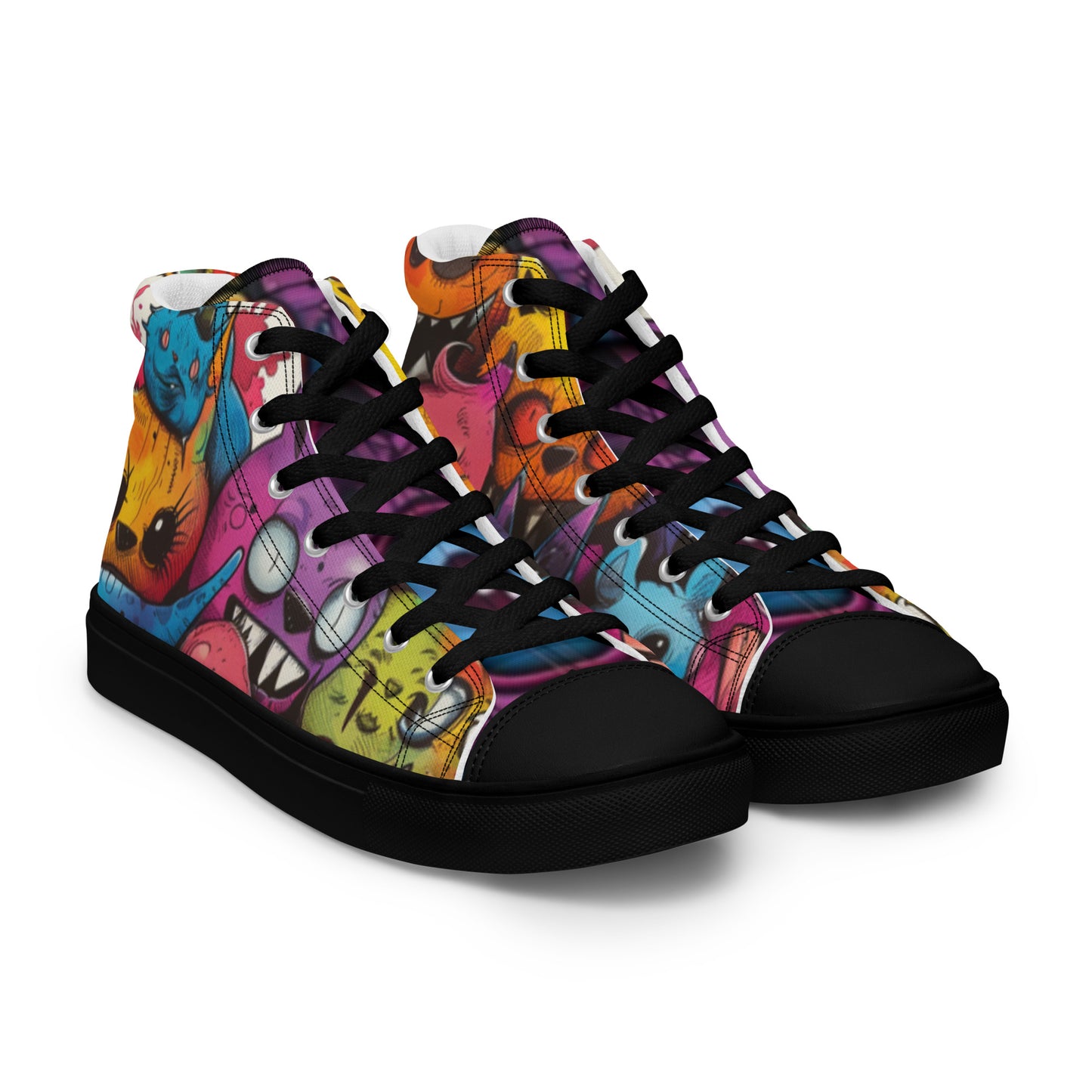 Nightmare Monsters Graffiti Doodle Men’s High Top Canvas Shoes