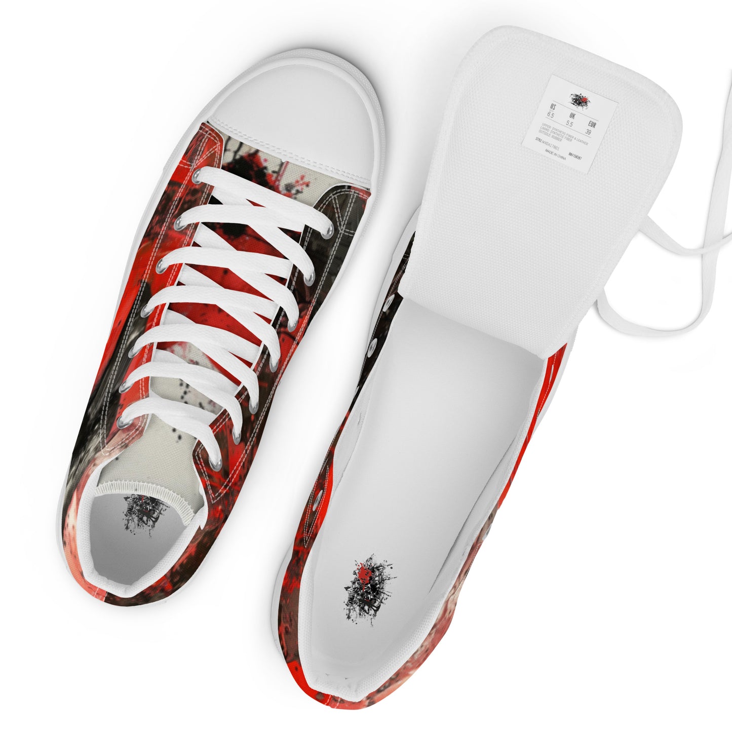 Graffiti Dark Raven Bleeding Heart Men’s Chuck High Top Canvas Shoes