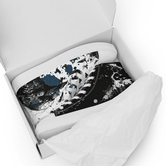 Blue Raven Sketch Men’s High Top Canvas Chucks Shoes