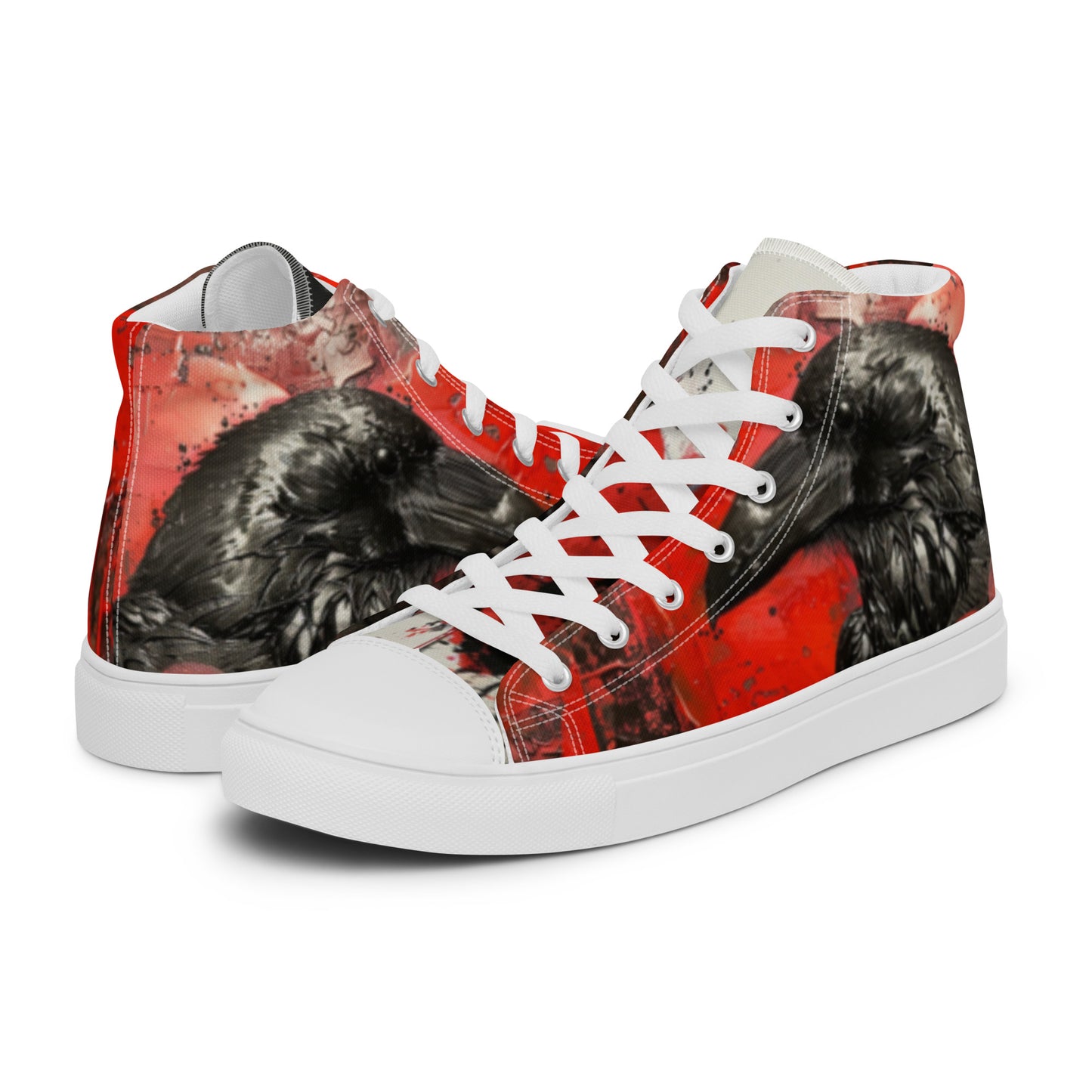 Graffiti Dark Raven Bleeding Heart Men’s Chuck High Top Canvas Shoes