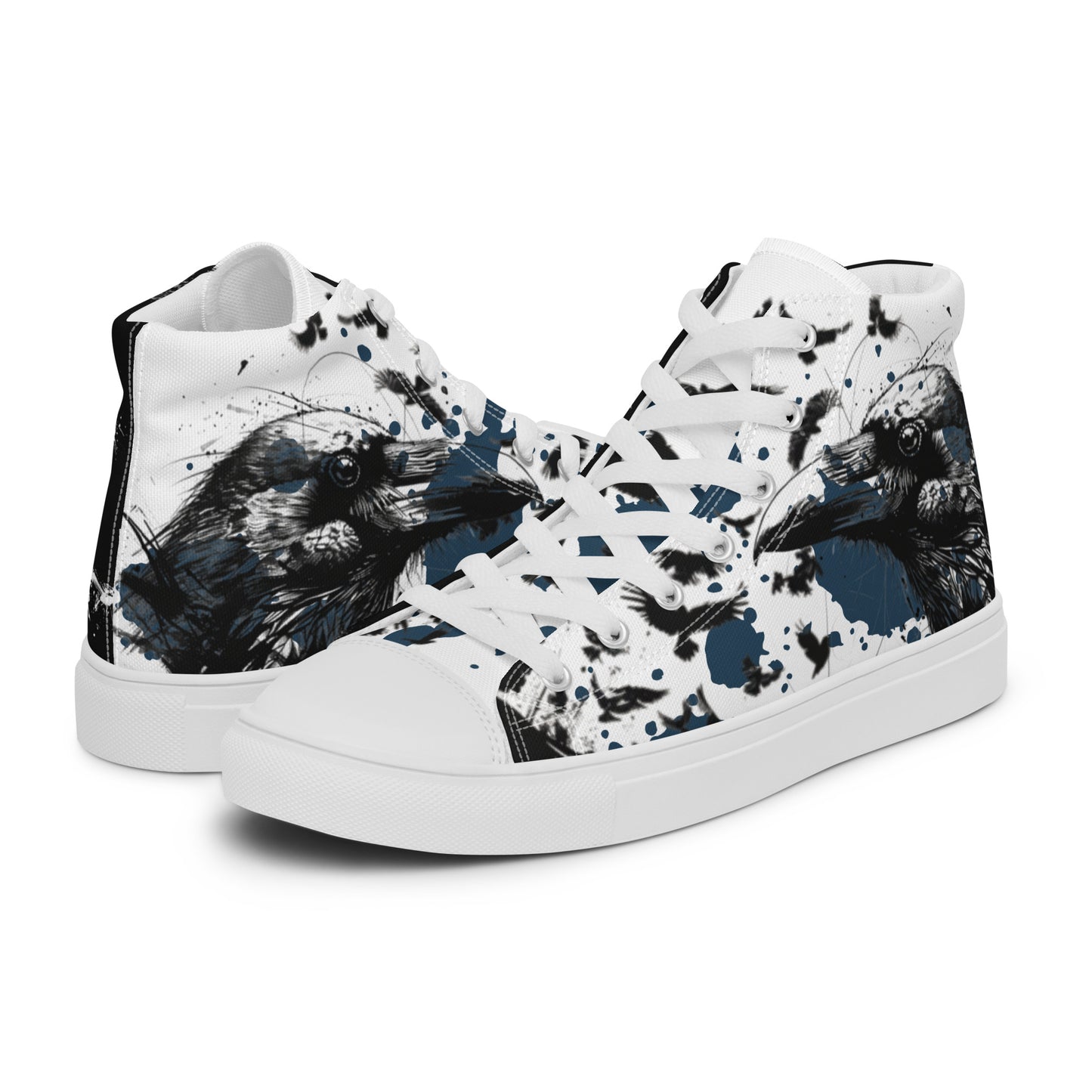 Blue Raven Sketch Men’s High Top Canvas Chucks Shoes