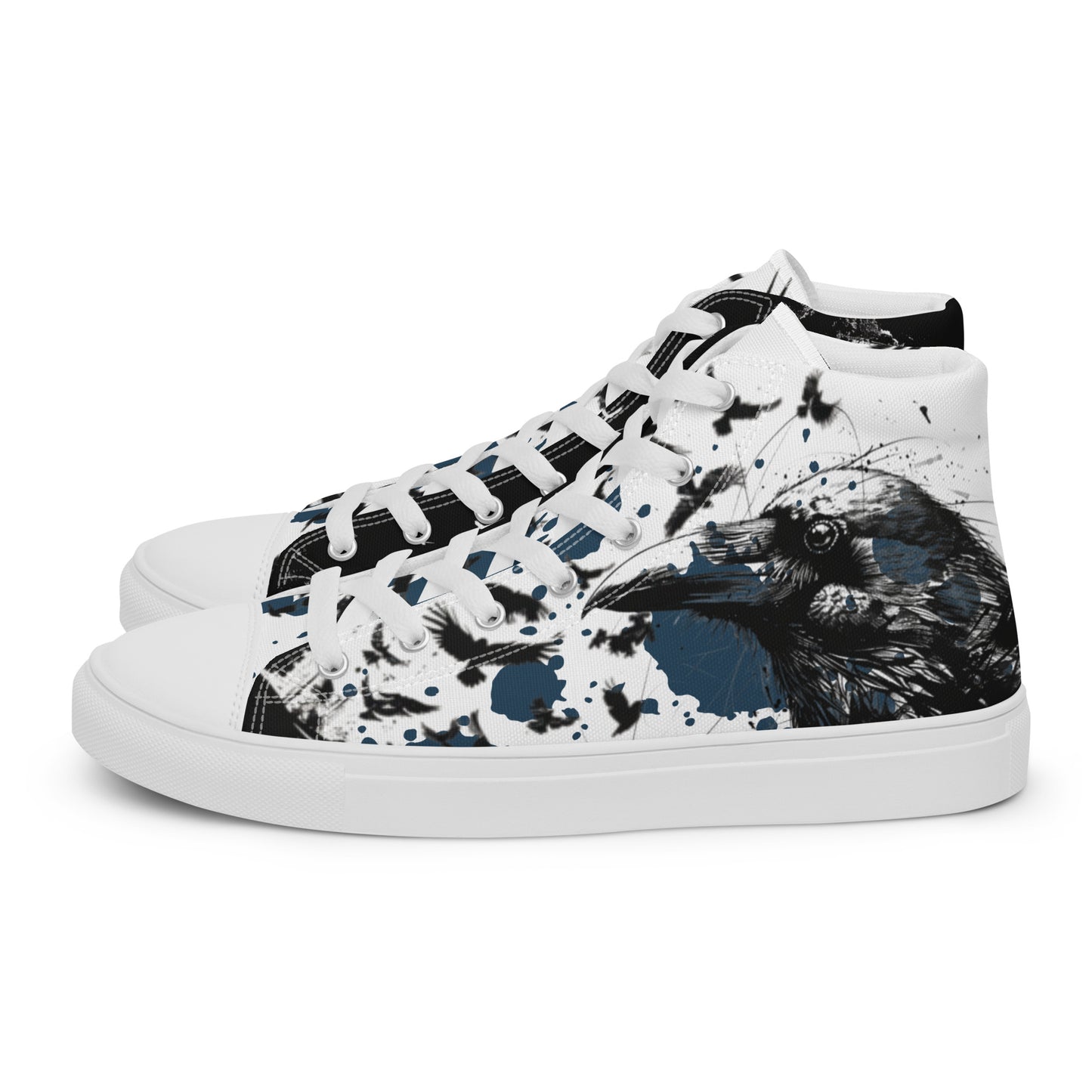 Blue Raven Sketch Men’s High Top Canvas Chucks Shoes