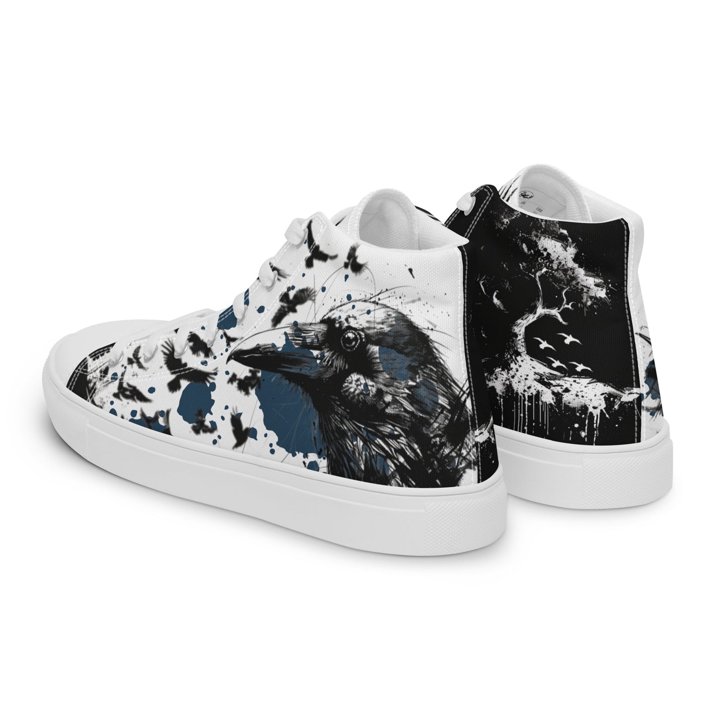 Blue Raven Sketch Men’s High Top Canvas Chucks Shoes