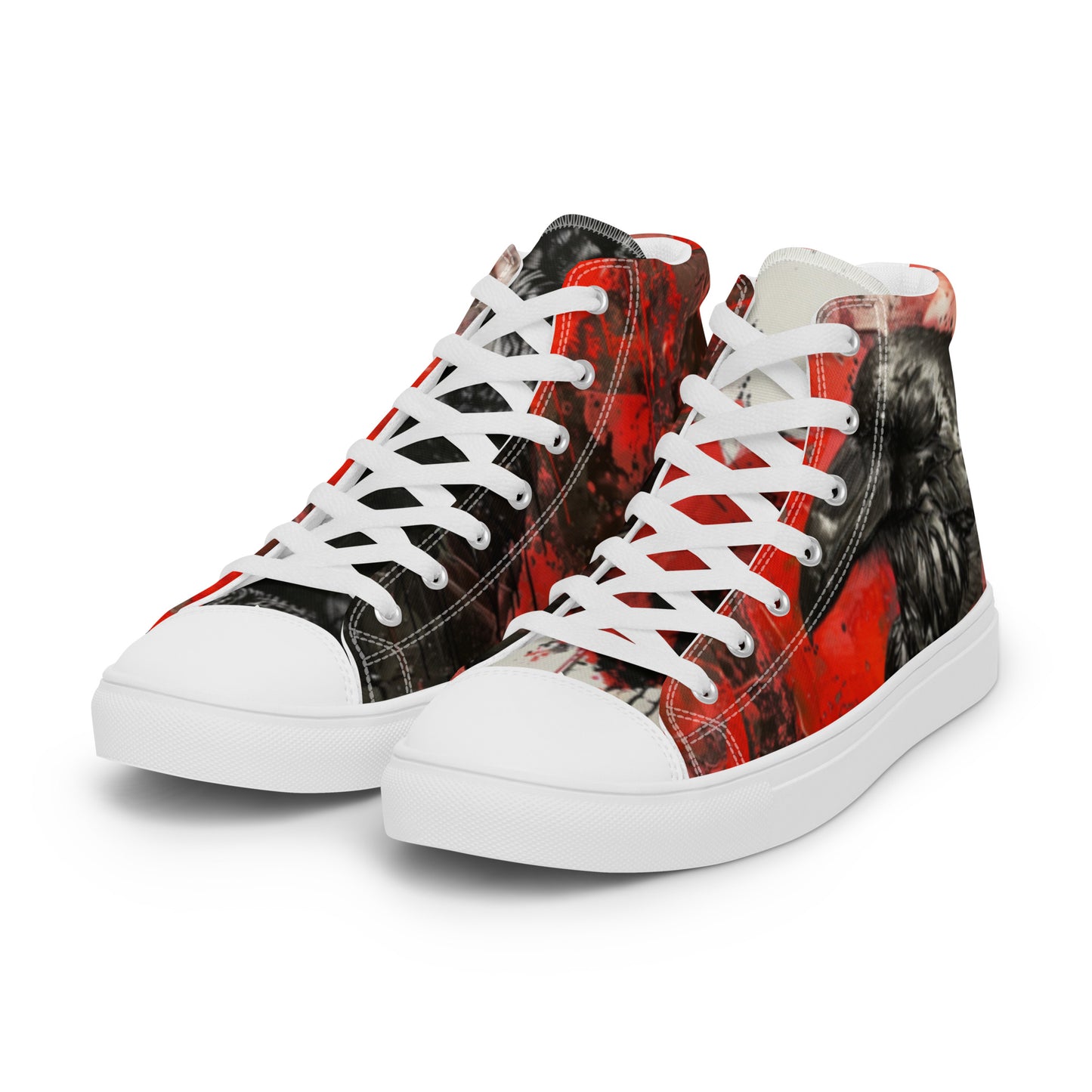 Graffiti Dark Raven Bleeding Heart Men’s Chuck High Top Canvas Shoes