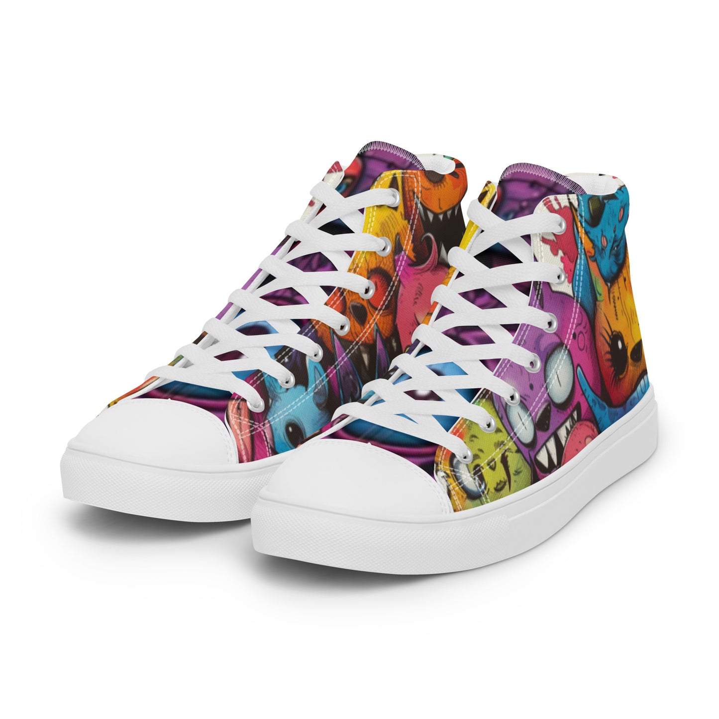 Nightmare Monsters Graffiti Doodle Men’s High Top Canvas Shoes