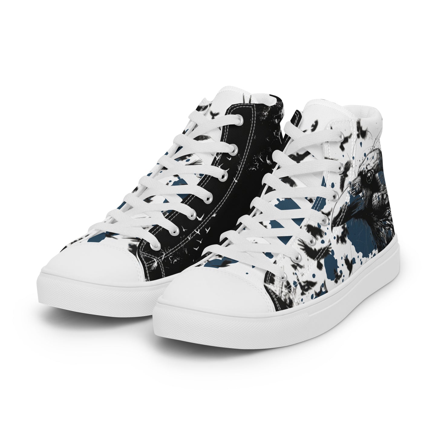 Blue Raven Sketch Men’s High Top Canvas Chucks Shoes