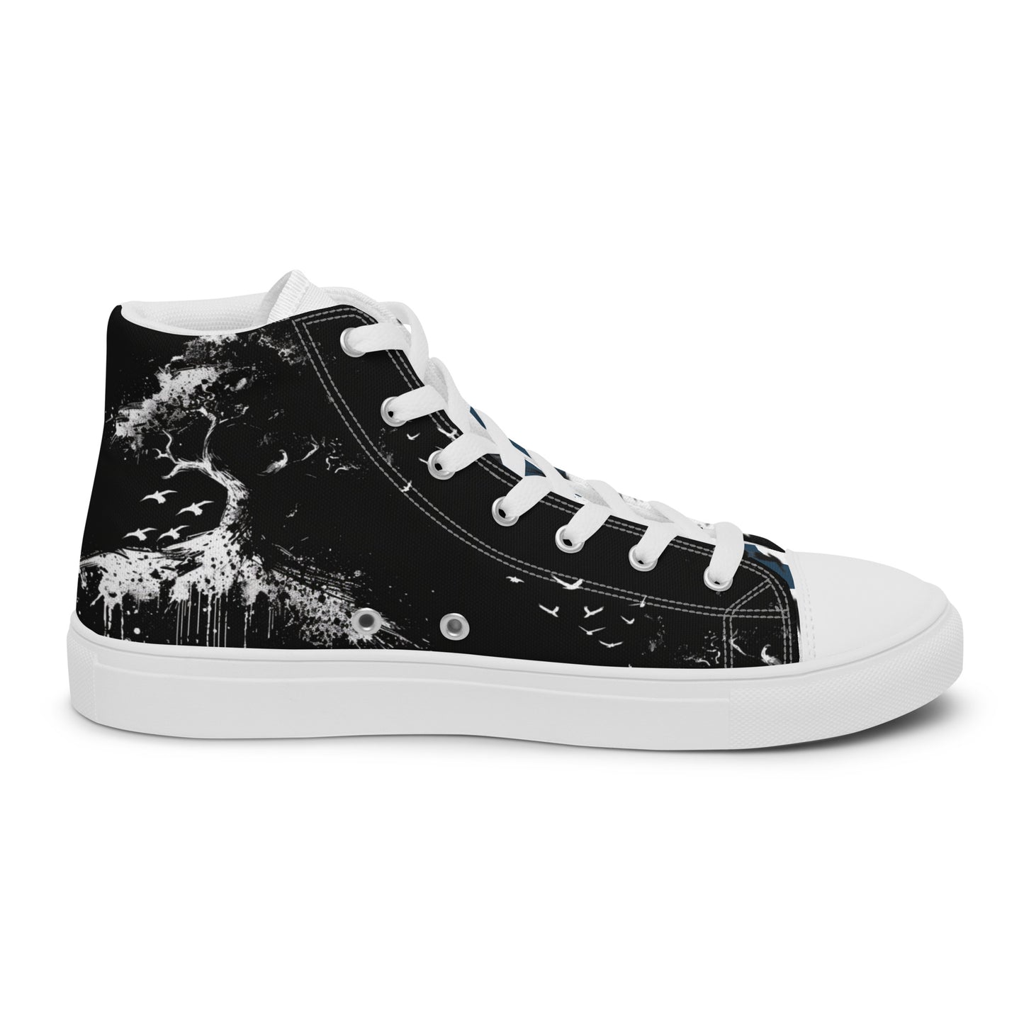 Blue Raven Sketch Men’s High Top Canvas Chucks Shoes