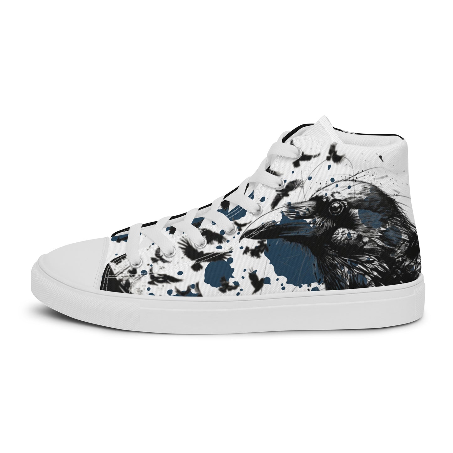 Blue Raven Sketch Men’s High Top Canvas Chucks Shoes