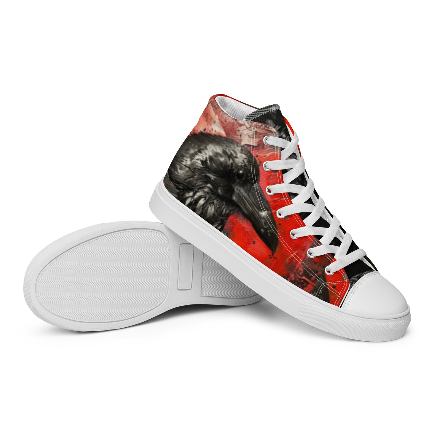 Graffiti Dark Raven Bleeding Heart Men’s Chuck High Top Canvas Shoes