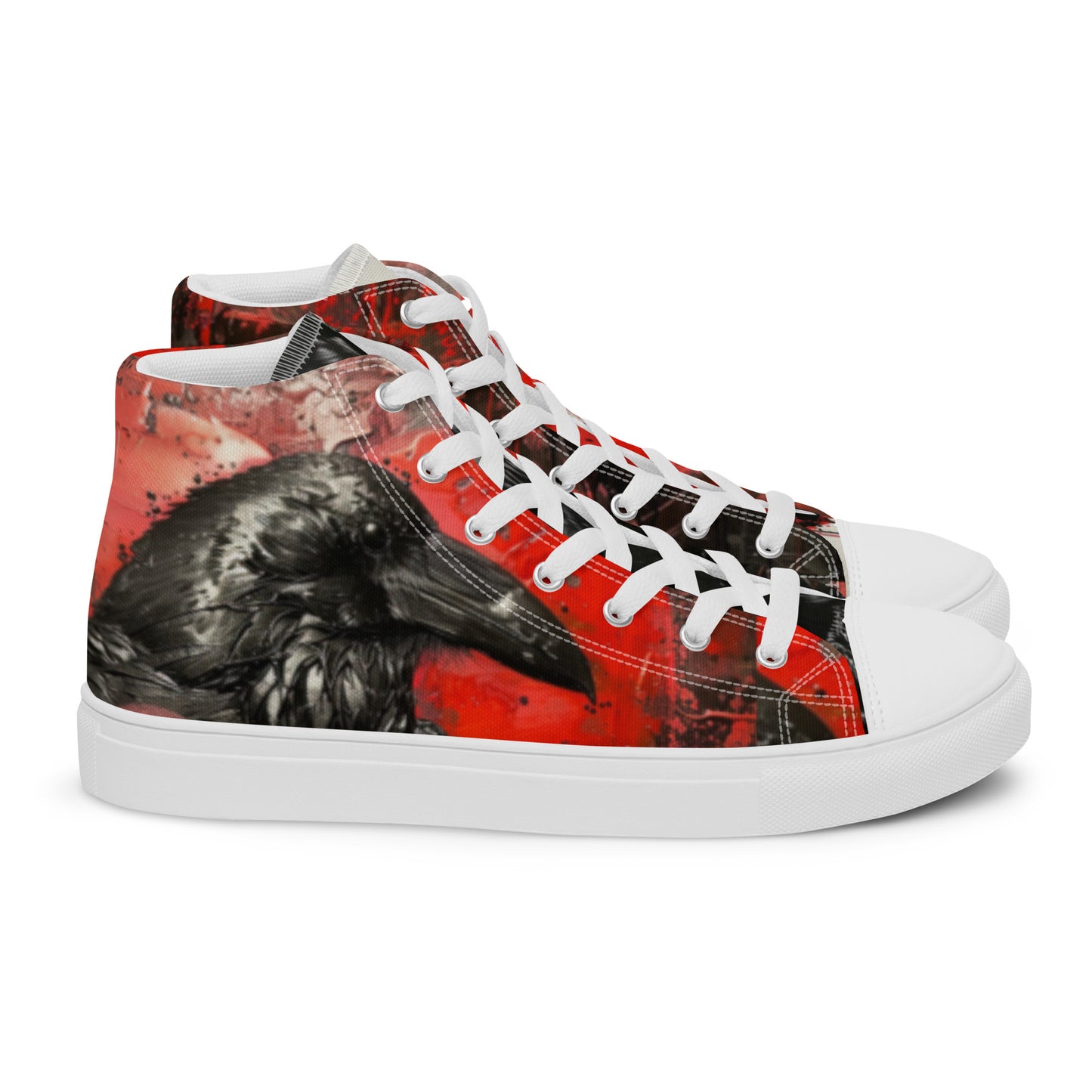 Graffiti Dark Raven Bleeding Heart Men’s Chuck High Top Canvas Shoes