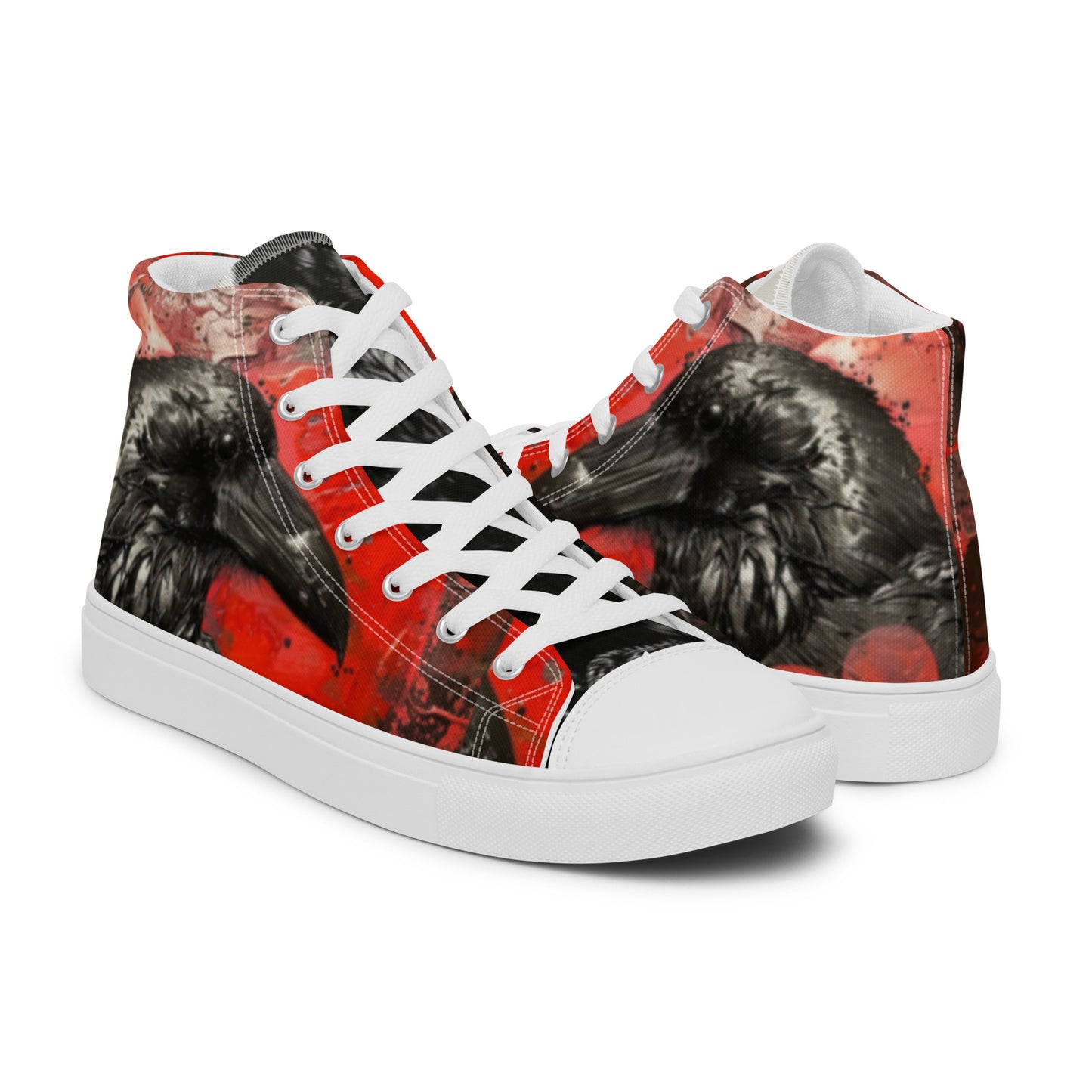 Graffiti Dark Raven Bleeding Heart Men’s Chuck High Top Canvas Shoes