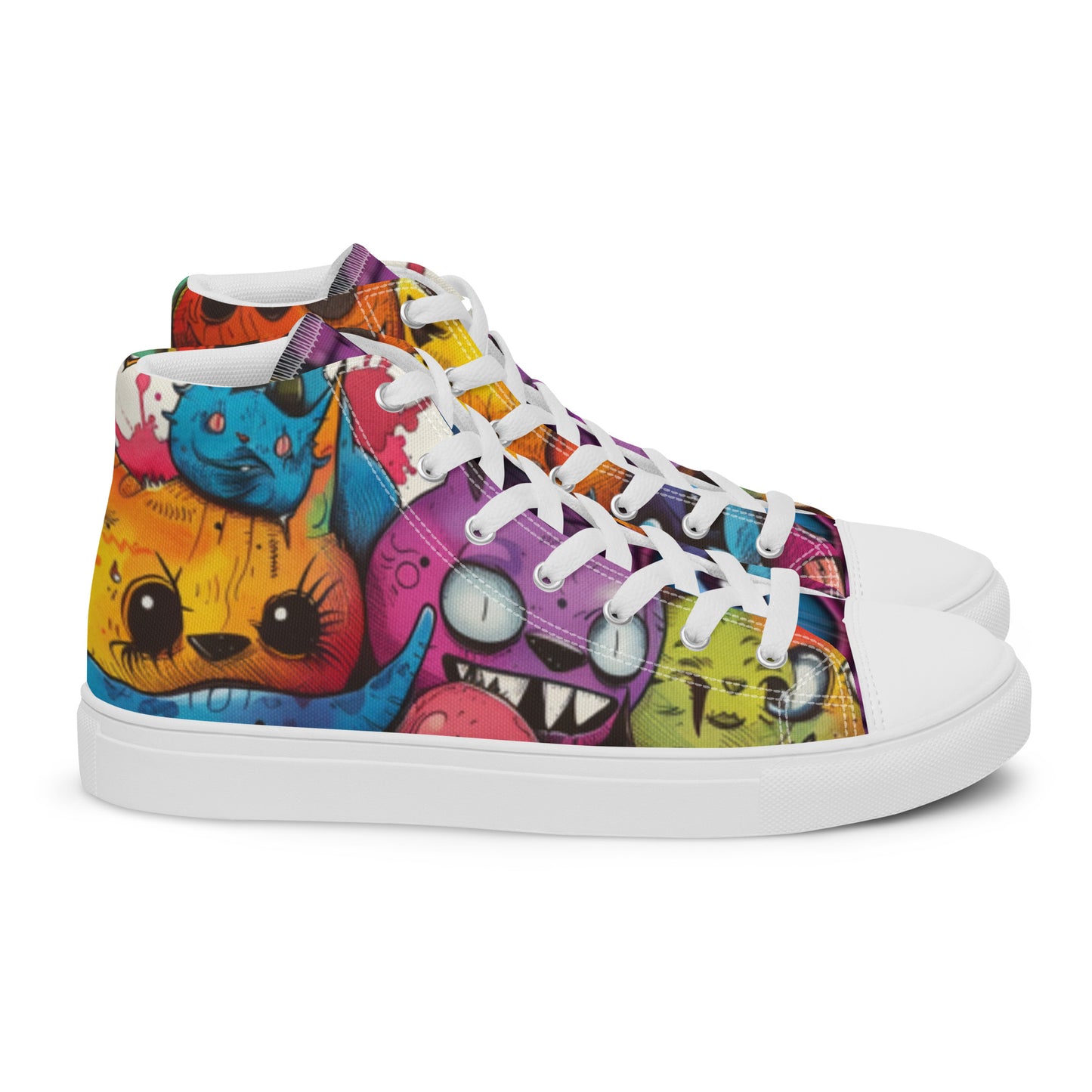 Nightmare Monsters Graffiti Doodle Men’s High Top Canvas Shoes