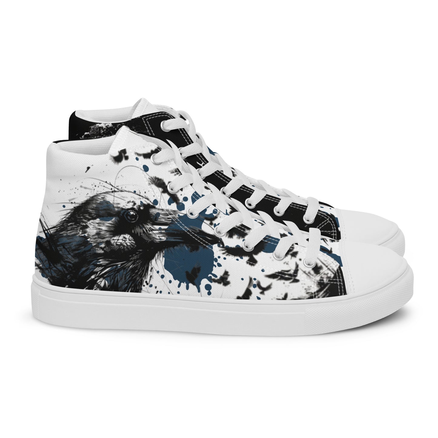 Blue Raven Sketch Men’s High Top Canvas Chucks Shoes