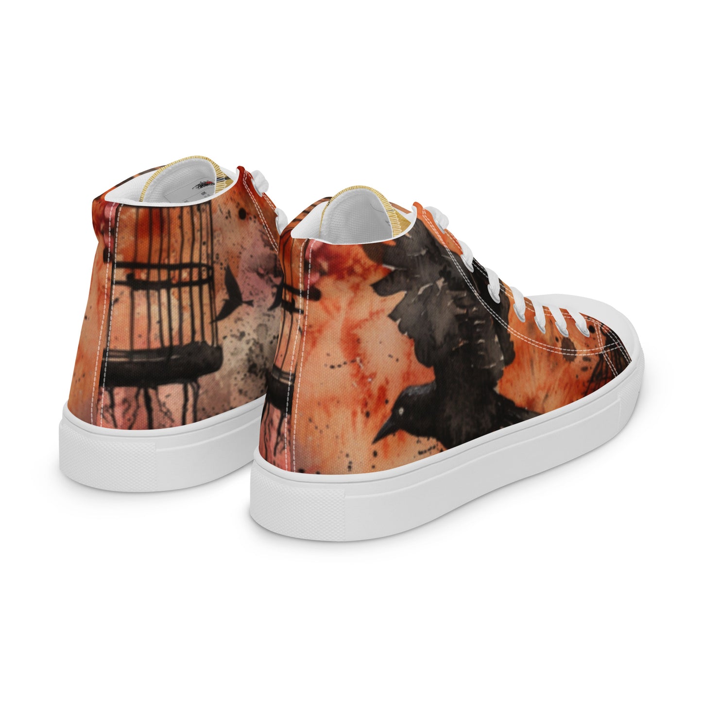 Caged Angry Bird Graffiti Men's High Top Canvas Chuck Shoes