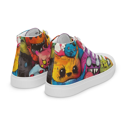 Nightmare Monsters Graffiti Doodle Men’s High Top Canvas Shoes