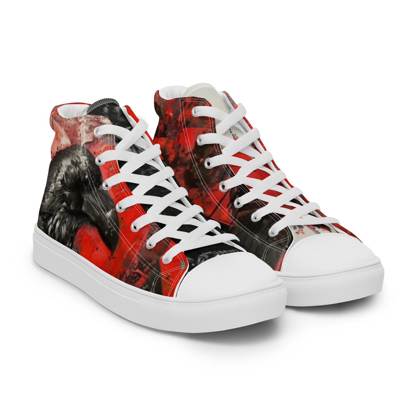 Graffiti Dark Raven Bleeding Heart Men’s Chuck High Top Canvas Shoes