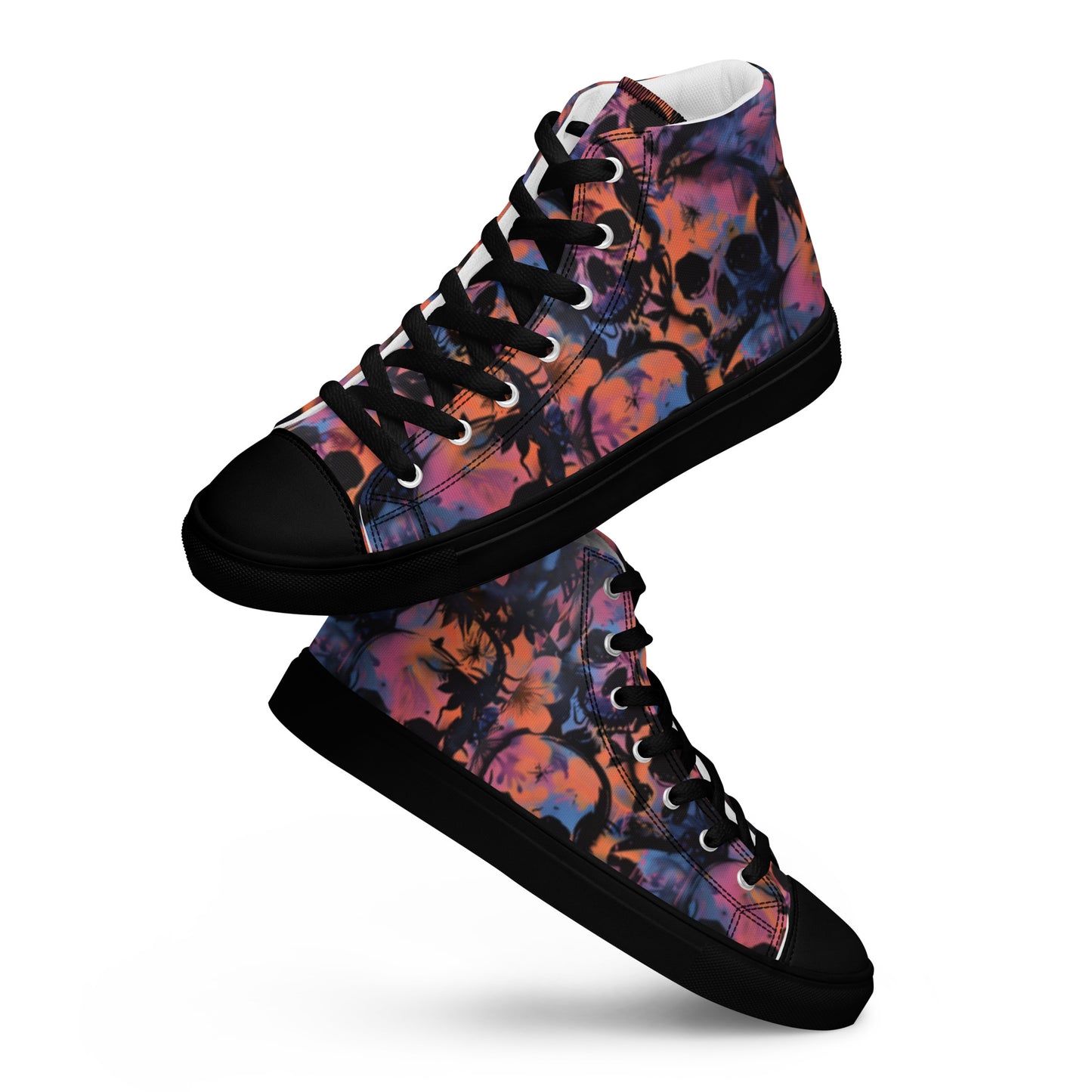 Graffiti Watercolor Floral Skulls Women’s High Top Canvas Chuck Shoes