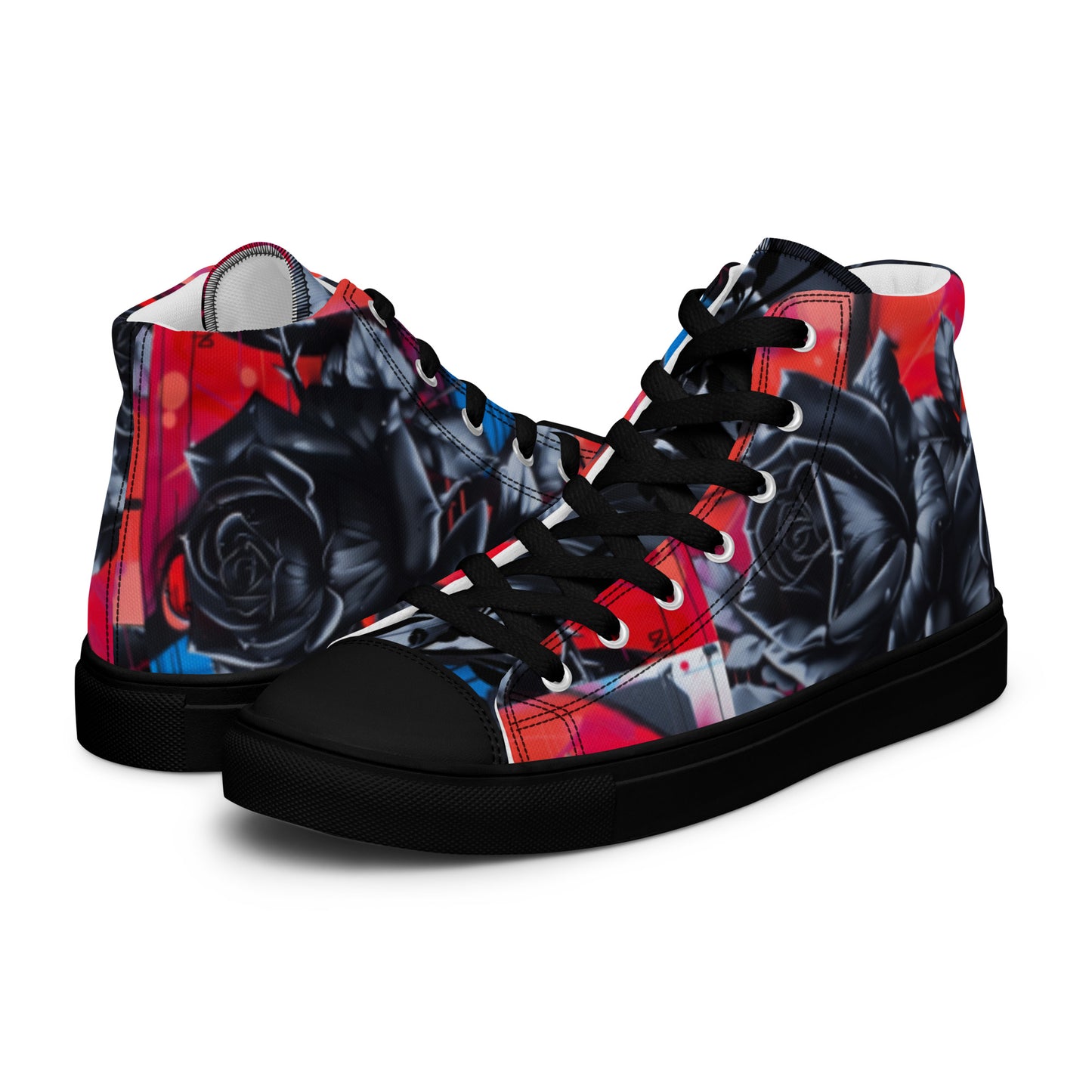 Black Rose Graffiti Women’s High Top Chucks Canvas Shoes