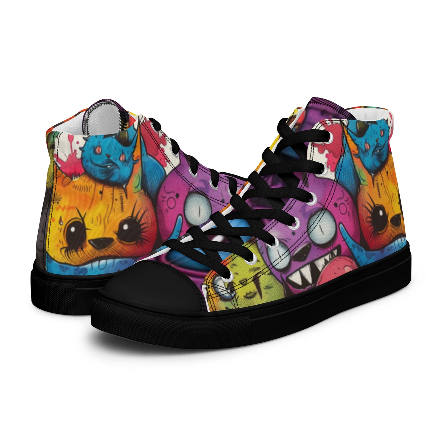 Nightmare Monsters Graffiti Doodle Women’s High Top Canvas Shoes