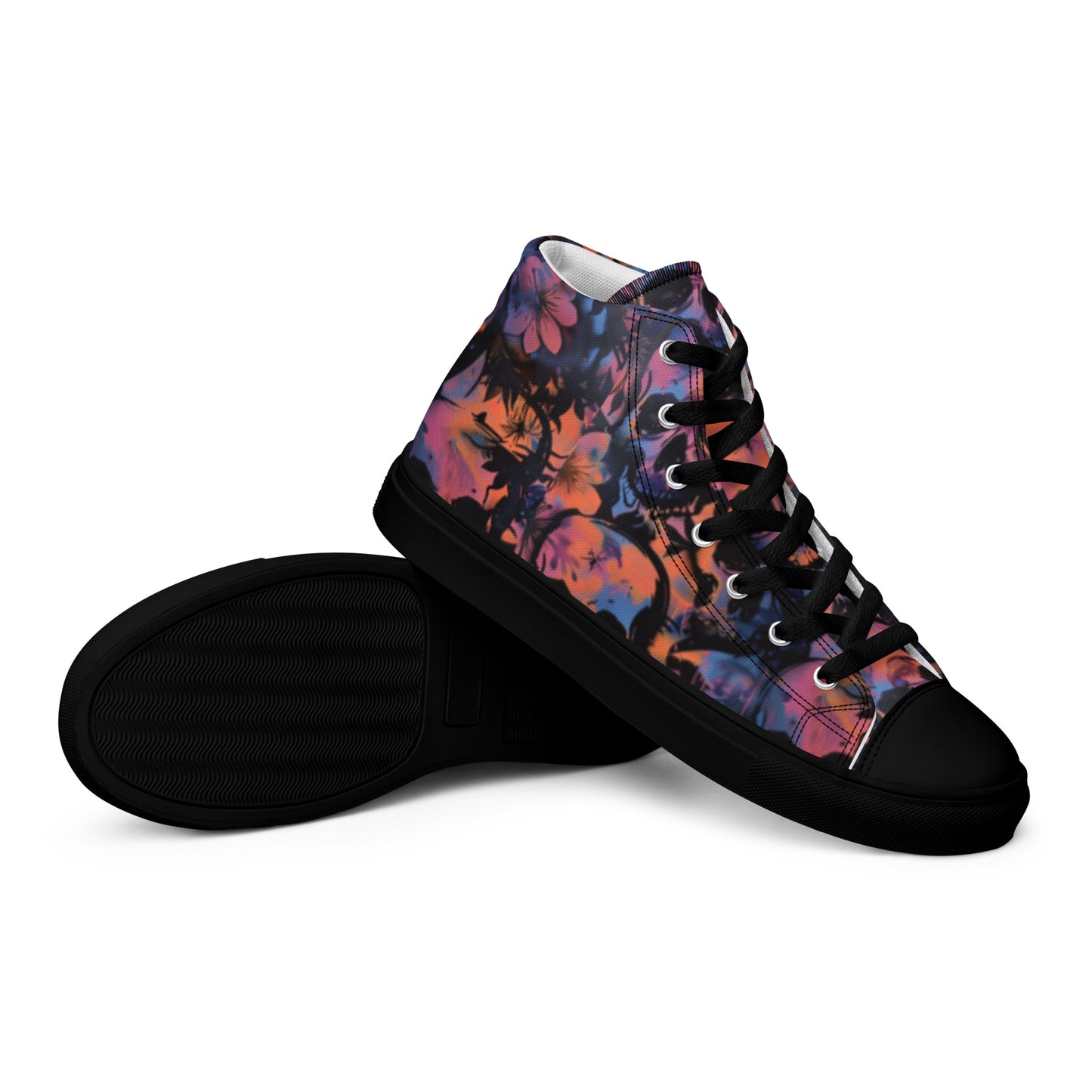 Graffiti Watercolor Floral Skulls Women’s High Top Canvas Chuck Shoes