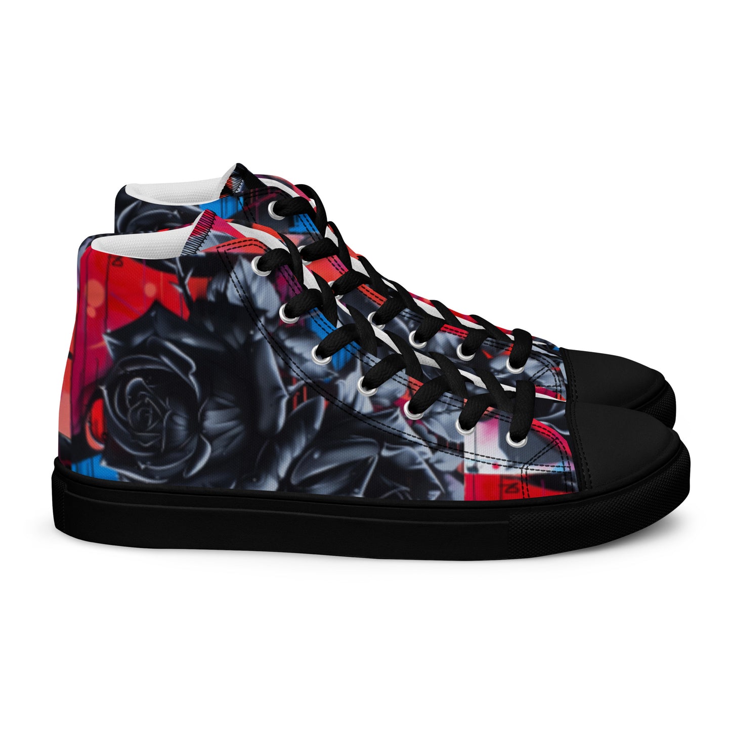 Black Rose Graffiti Women’s High Top Chucks Canvas Shoes