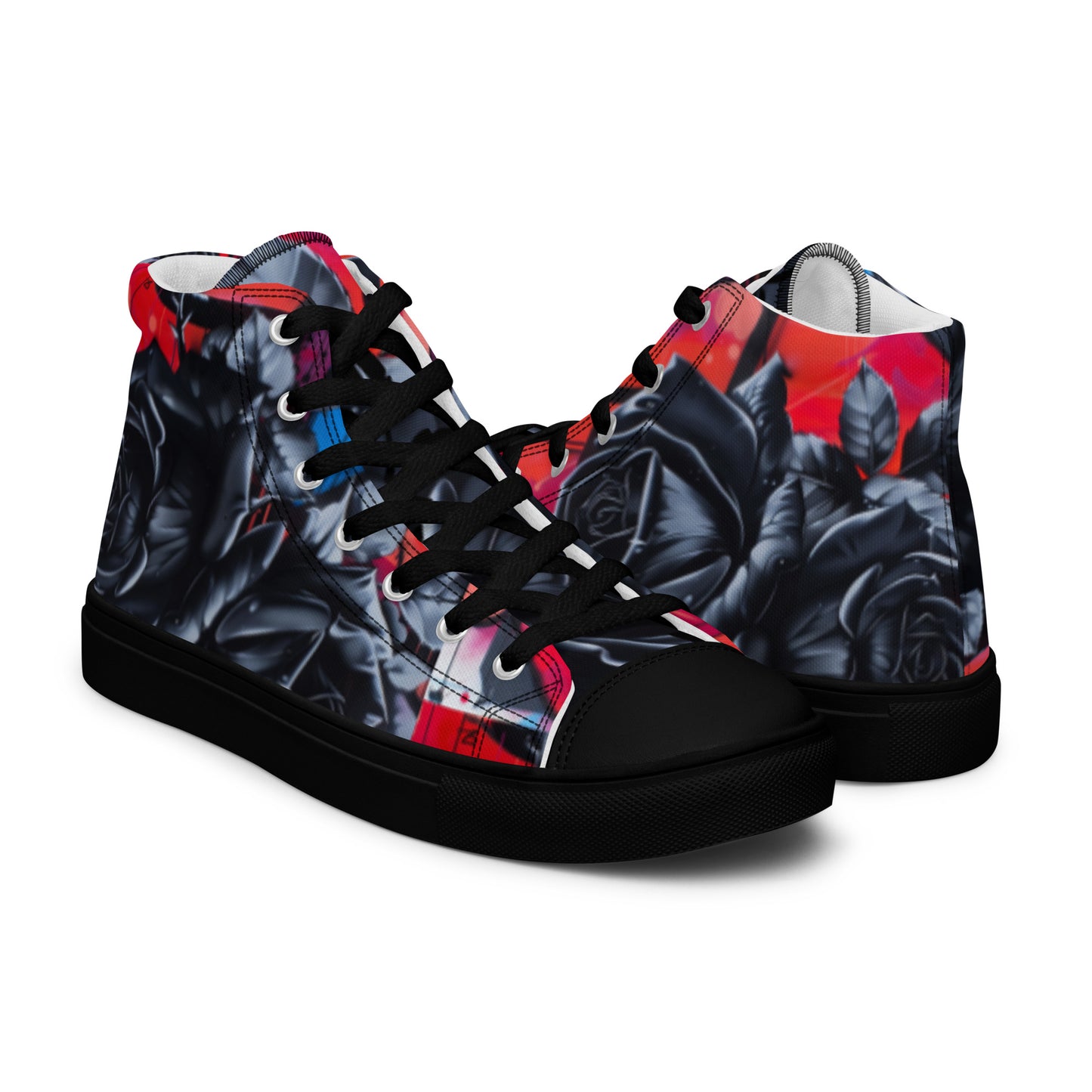 Black Rose Graffiti Women’s High Top Chucks Canvas Shoes