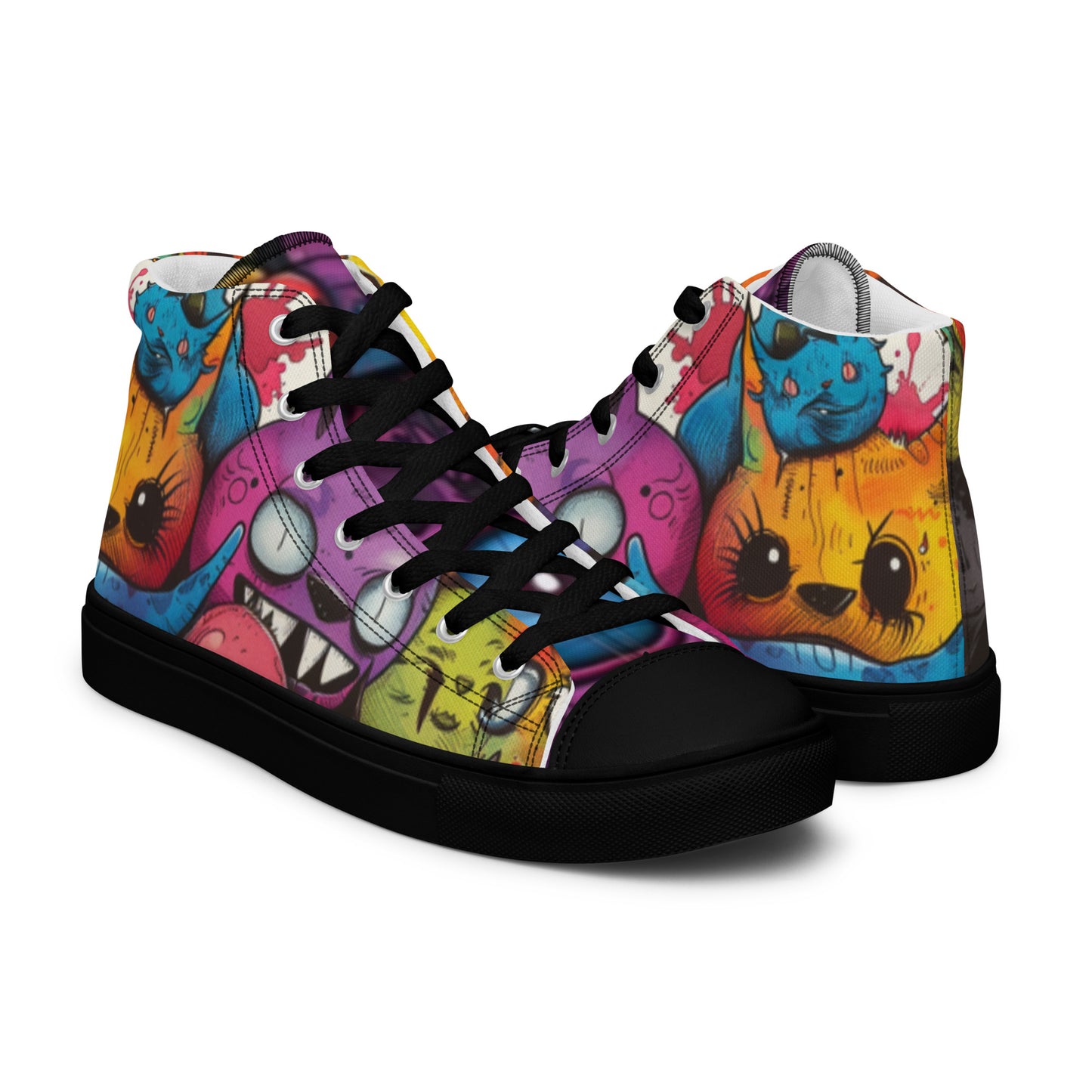 Nightmare Monsters Graffiti Doodle Women’s High Top Canvas Shoes