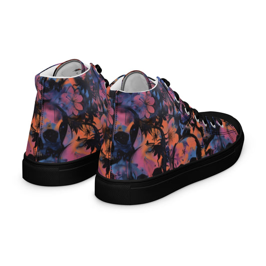 Graffiti Watercolor Floral Skulls Women’s High Top Canvas Chuck Shoes