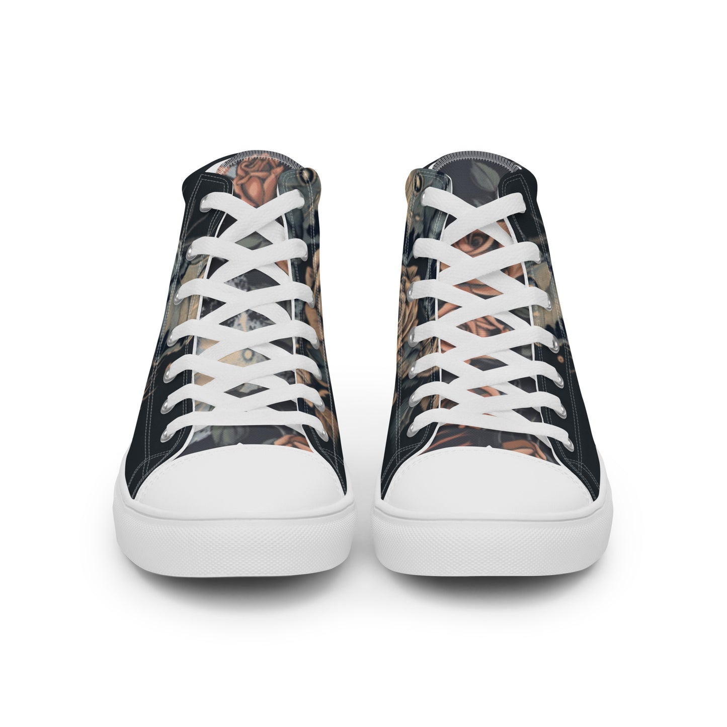 Dark Lunar Moth Floral Women’s High Top Canvas Chuck Shoes