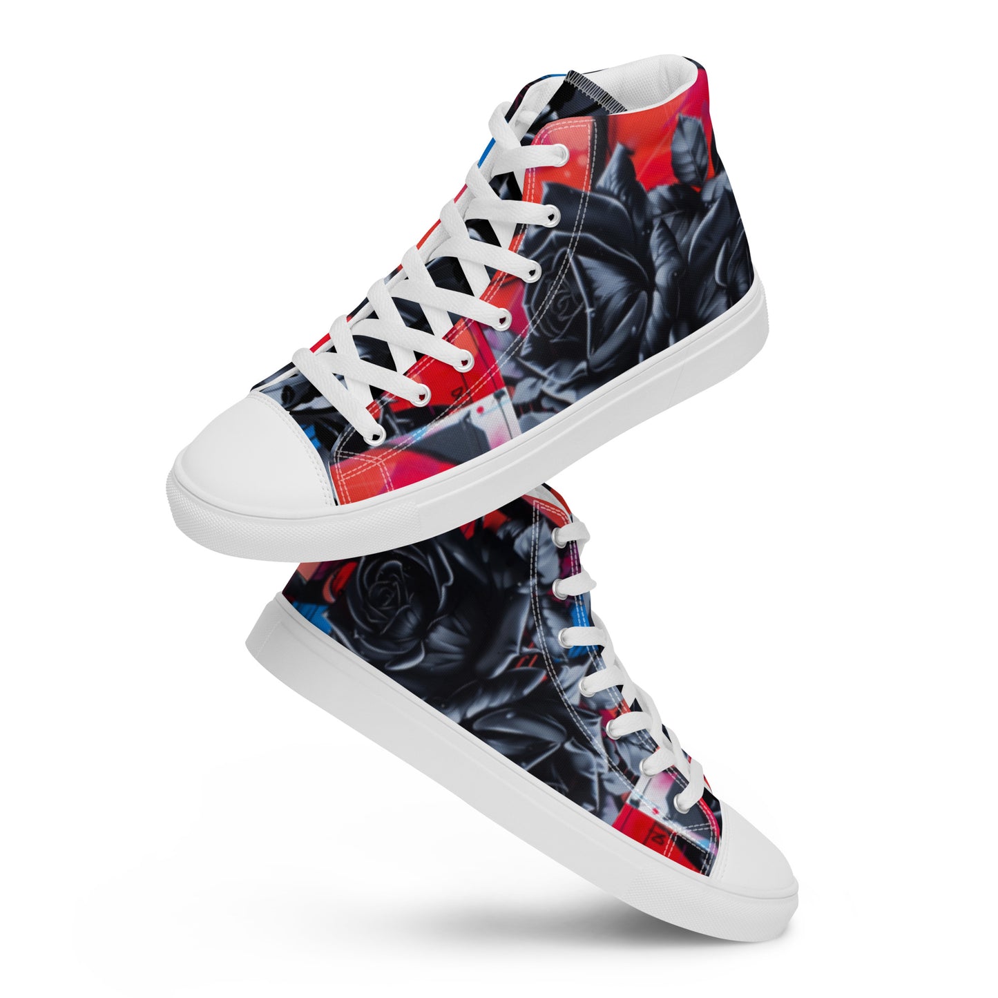 Black Rose Graffiti Women’s High Top Chucks Canvas Shoes