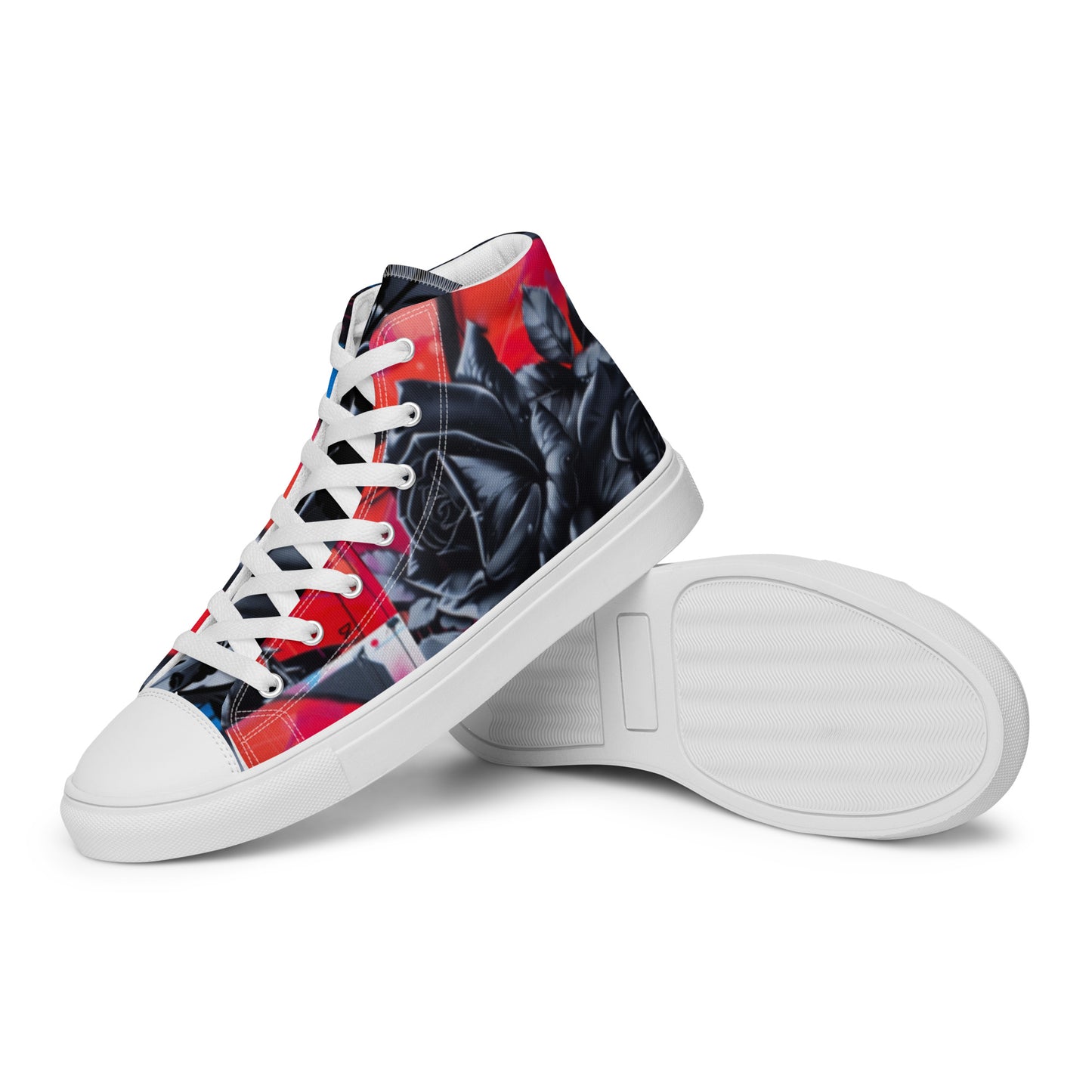 Black Rose Graffiti Women’s High Top Chucks Canvas Shoes