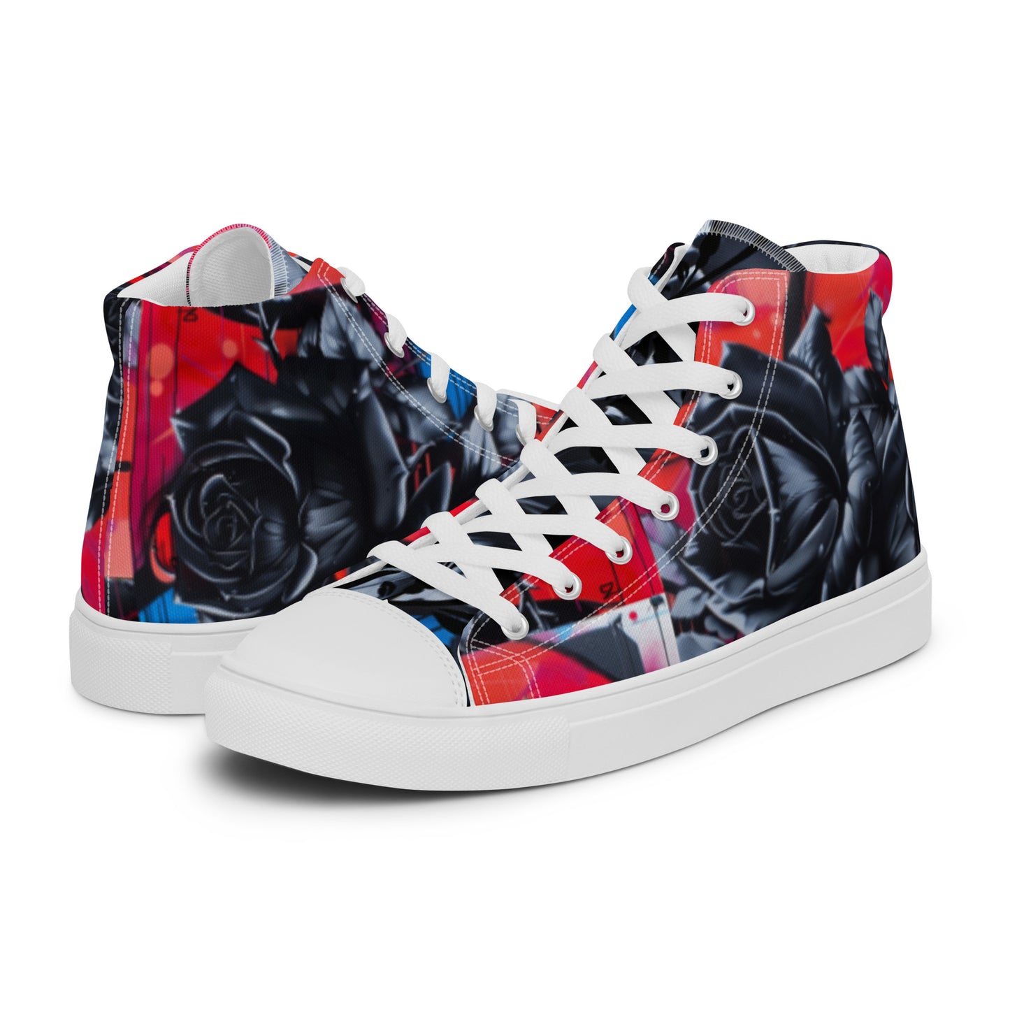 Black Rose Graffiti Women’s High Top Chucks Canvas Shoes