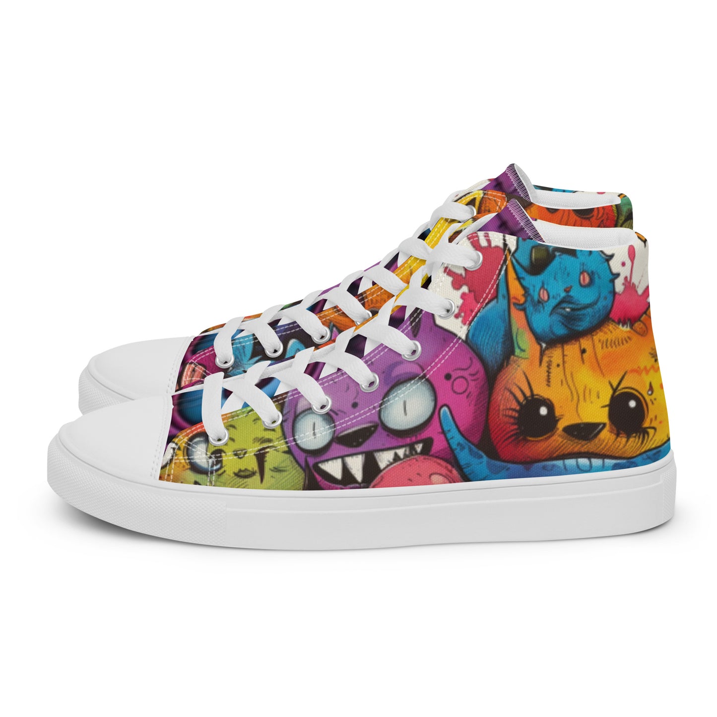 Nightmare Monsters Graffiti Doodle Women’s High Top Canvas Shoes