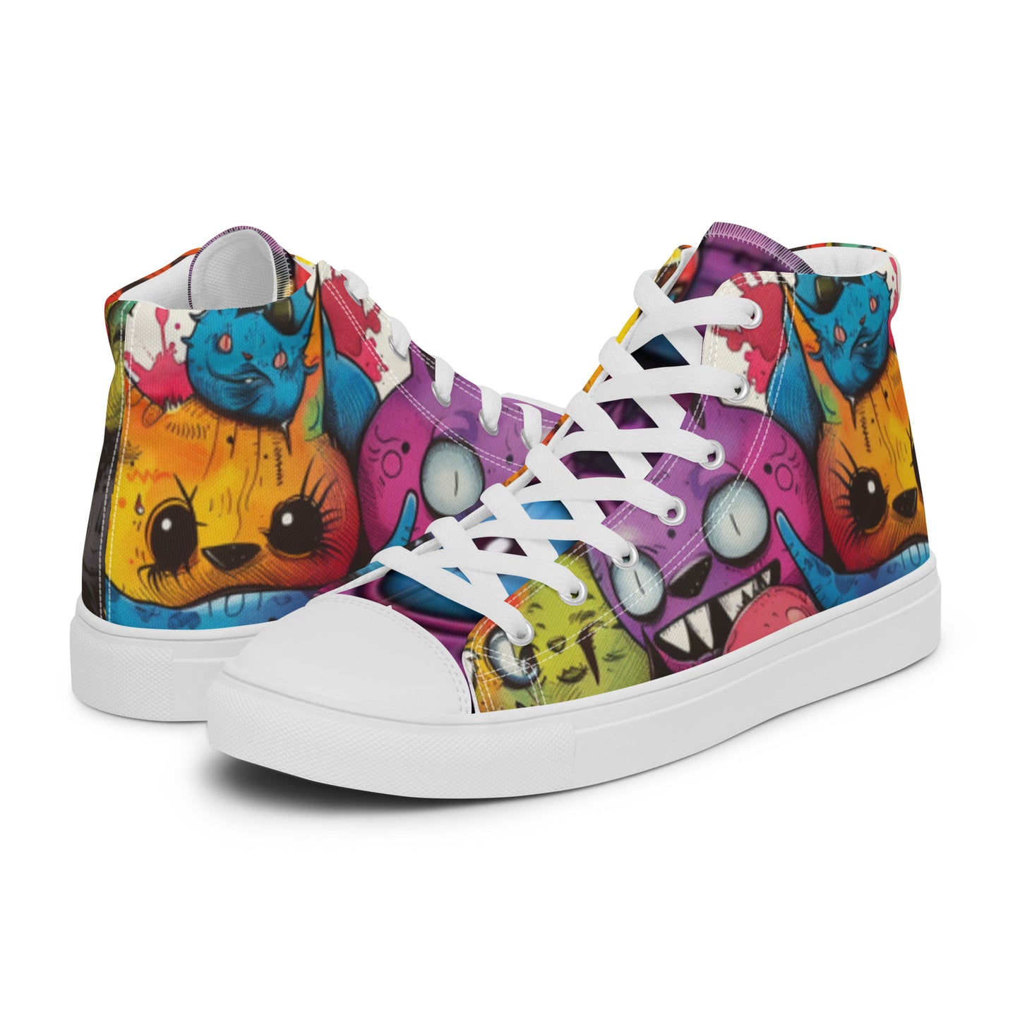 Nightmare Monsters Graffiti Doodle Women’s High Top Canvas Shoes