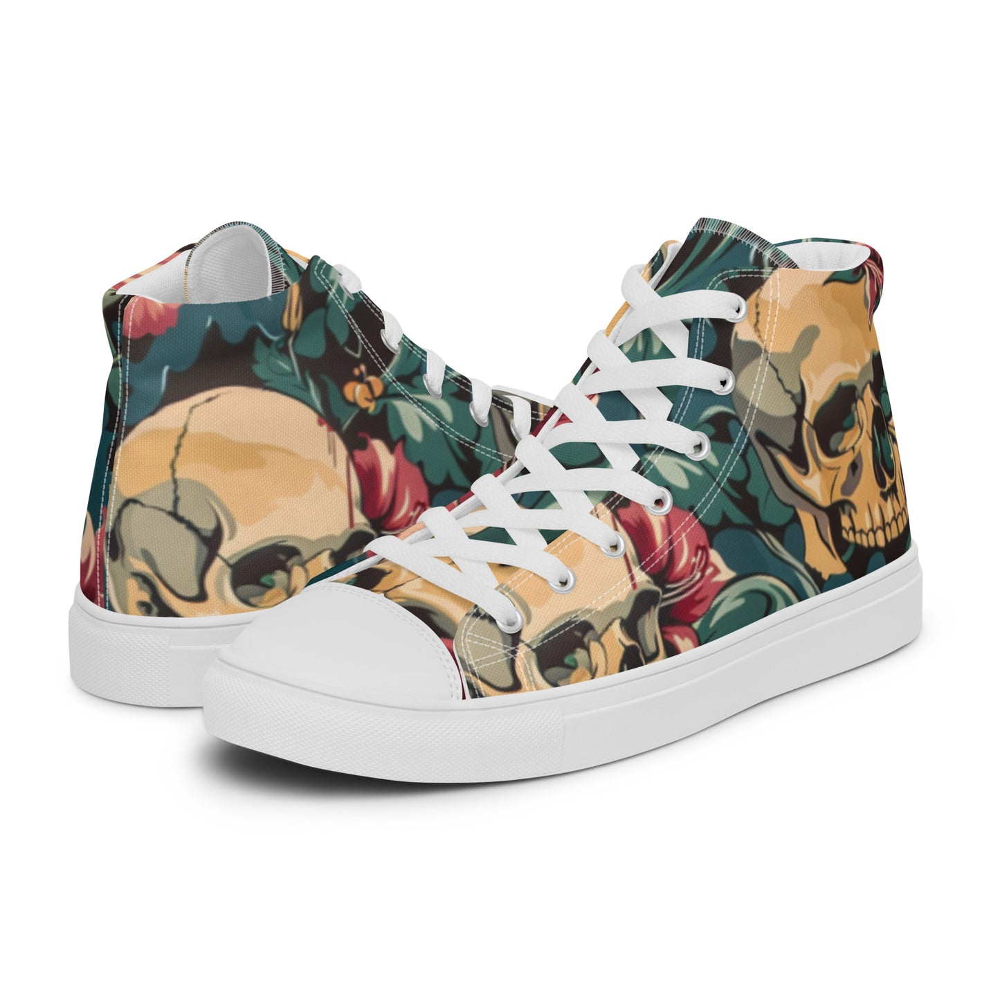 Decorative Floral Skulls Women’s High Top Canvas Chuck Shoes